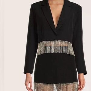 Anya Rhinestone Fringe Point Collar Long Sleeve Jacket and Skirt/Skort Set